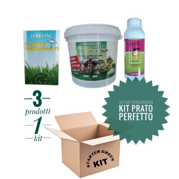 STARTERGREEN KIT PRATO PERFETTO: 1kg di sementi da prato 5kg di fertilizzante 1lt di insetticida